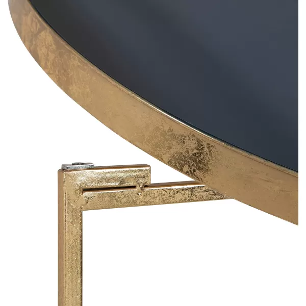 Kate and Laurel Celia Metal Foldable Round Accent Coffee Table 2825quot x 2825quot x 19quot Mirrored Surface and Gold Frame Modern Minimalist Design and Detachable Magnetic TabletopNavy BlueGold