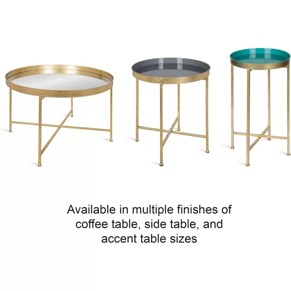 Kate and Laurel Celia Metal Foldable Round Accent Coffee Table 2825quot x 2825quot x 19quot Mirrored Surface and Gold Frame Modern Minimalist Design and Detachable Magnetic TabletopNavy BlueGold