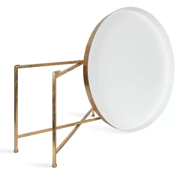 Kate and Laurel Celia Metal Foldable Round Accent Coffee Table 2825quot x 2825quot x 19quot Mirrored Surface and Gold Frame Modern Minimalist Design and Detachable Magnetic TabletopWhiteGold