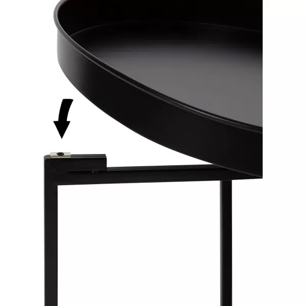 Kate and Laurel Celia Metal Foldable Round Accent Table 1825quot x 1825quot x 22quot White Surface and Gold Frame Modern Minimalist Design and Detachable Magnetic TabletopBlack