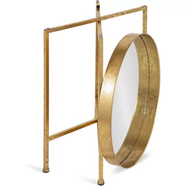 Kate and Laurel Celia Metal Foldable Round Accent Table 1825quot x 1825quot x 22quot White Surface and Gold Frame Modern Minimalist Design and Detachable Magnetic TabletopGoldMirror