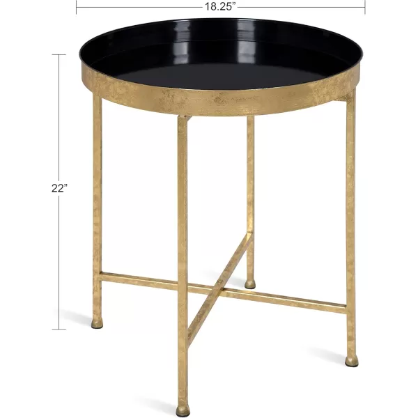 Kate and Laurel Celia Metal Foldable Round Accent Table 1825quot x 1825quot x 22quot White Surface and Gold Frame Modern Minimalist Design and Detachable Magnetic TabletopGoldBlack