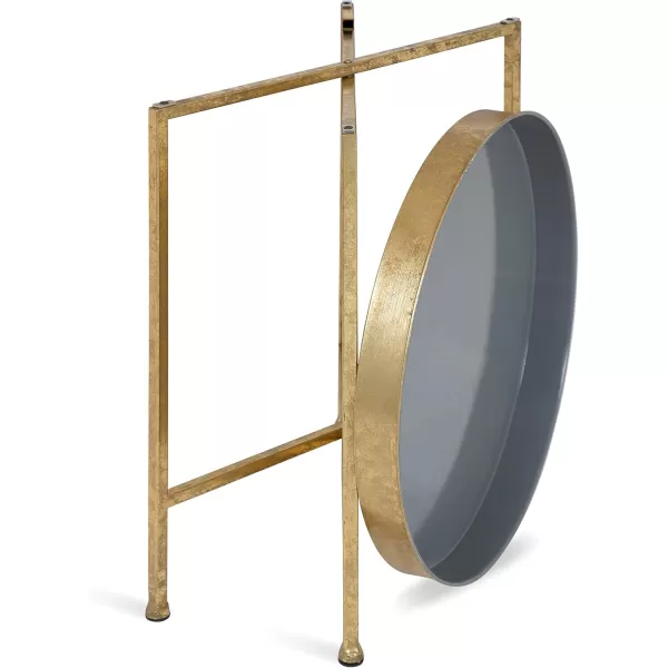 Kate and Laurel Celia Metal Foldable Round Accent Table 1825quot x 1825quot x 22quot White Surface and Gold Frame Modern Minimalist Design and Detachable Magnetic TabletopGoldGray