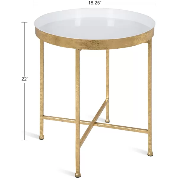 Kate and Laurel Celia Metal Foldable Round Accent Table 1825quot x 1825quot x 22quot White Surface and Gold Frame Modern Minimalist Design and Detachable Magnetic TabletopGoldWhite