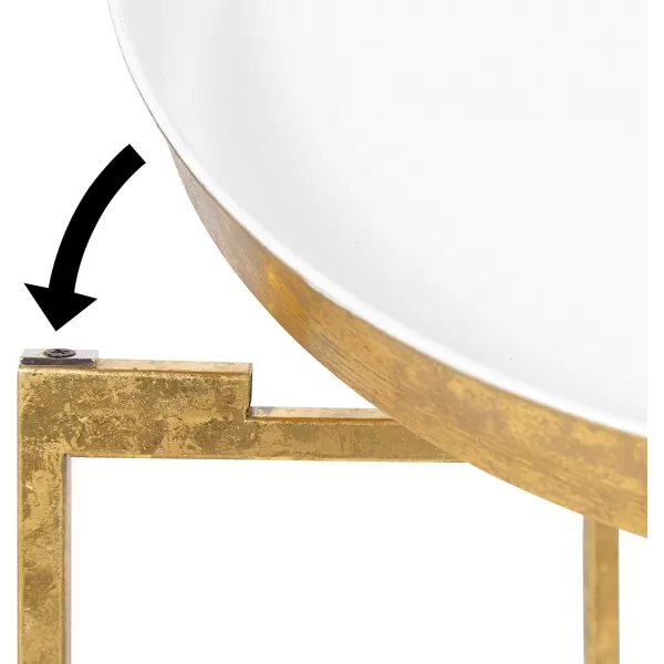Kate and Laurel Celia Metal Foldable Round Accent Table 1825quot x 1825quot x 22quot White Surface and Gold Frame Modern Minimalist Design and Detachable Magnetic TabletopGoldWhite