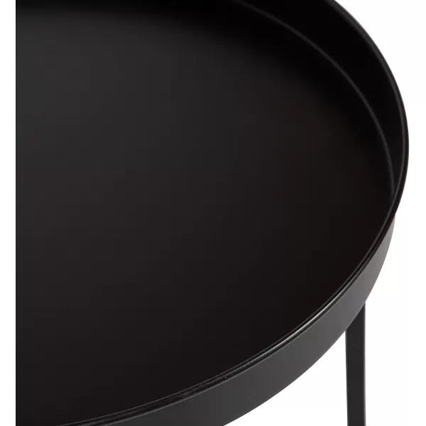 Kate and Laurel Celia Metal Foldable Round Accent Table 1825quot x 1825quot x 22quot White Surface and Gold Frame Modern Minimalist Design and Detachable Magnetic TabletopBlack