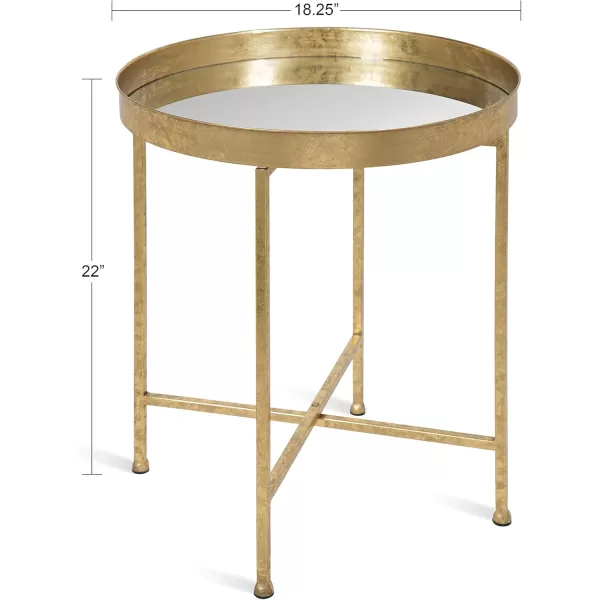 Kate and Laurel Celia Metal Foldable Round Accent Table 1825quot x 1825quot x 22quot White Surface and Gold Frame Modern Minimalist Design and Detachable Magnetic TabletopGoldMirror