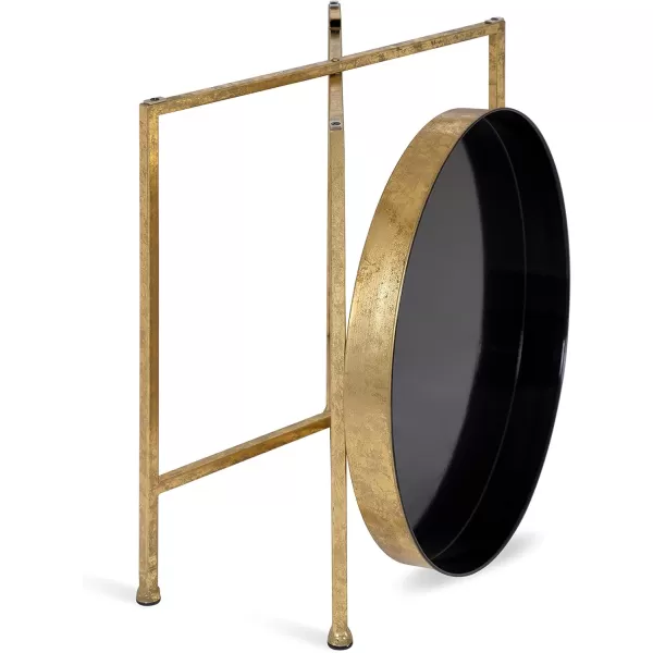 Kate and Laurel Celia Metal Foldable Round Accent Table 1825quot x 1825quot x 22quot White Surface and Gold Frame Modern Minimalist Design and Detachable Magnetic TabletopGoldBlack