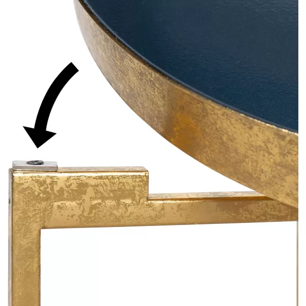 Kate and Laurel Celia Metal Foldable Round Accent Table 1825quot x 1825quot x 22quot White Surface and Gold Frame Modern Minimalist Design and Detachable Magnetic TabletopGoldNavy Blue