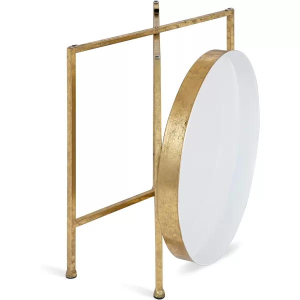 Kate and Laurel Celia Metal Foldable Round Accent Table 1825quot x 1825quot x 22quot White Surface and Gold Frame Modern Minimalist Design and Detachable Magnetic TabletopGoldWhite