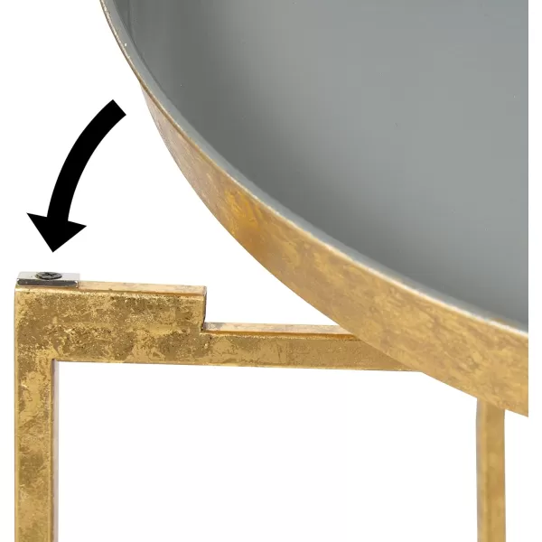 Kate and Laurel Celia Metal Foldable Round Accent Table 1825quot x 1825quot x 22quot White Surface and Gold Frame Modern Minimalist Design and Detachable Magnetic TabletopGoldGray