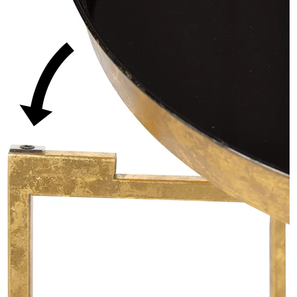 Kate and Laurel Celia Metal Foldable Round Accent Table 1825quot x 1825quot x 22quot White Surface and Gold Frame Modern Minimalist Design and Detachable Magnetic TabletopGoldBlack
