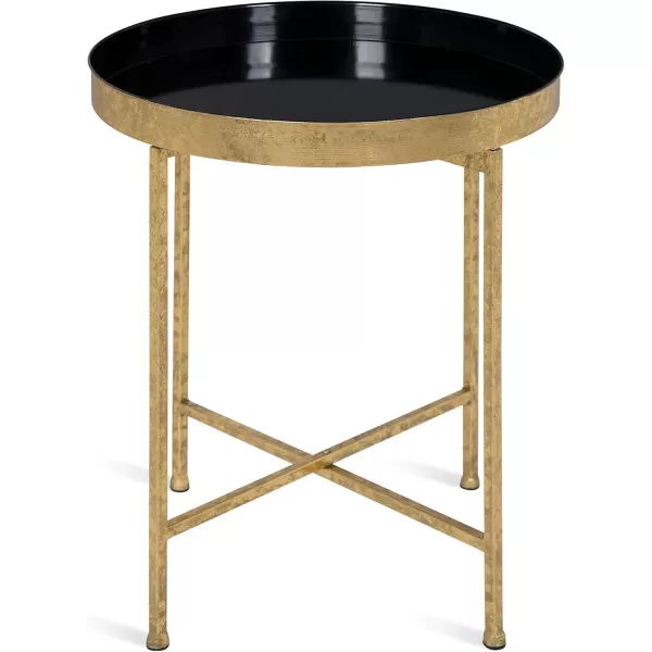 Kate and Laurel Celia Metal Foldable Round Accent Table 1825quot x 1825quot x 22quot White Surface and Gold Frame Modern Minimalist Design and Detachable Magnetic TabletopGoldBlack