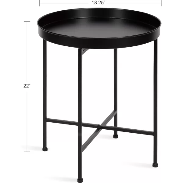Kate and Laurel Celia Metal Foldable Round Accent Table 1825quot x 1825quot x 22quot White Surface and Gold Frame Modern Minimalist Design and Detachable Magnetic TabletopBlack