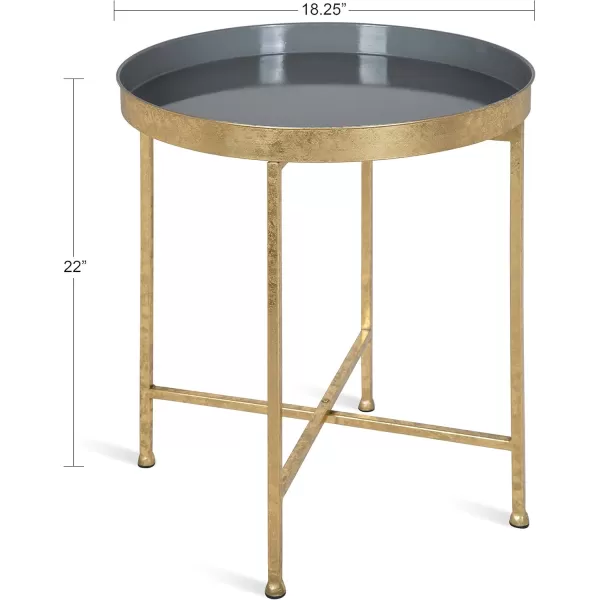 Kate and Laurel Celia Metal Foldable Round Accent Table 1825quot x 1825quot x 22quot White Surface and Gold Frame Modern Minimalist Design and Detachable Magnetic TabletopGoldGray