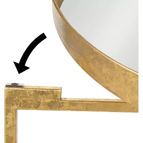 Kate and Laurel Celia Metal Foldable Round Accent Table 1825quot x 1825quot x 22quot White Surface and Gold Frame Modern Minimalist Design and Detachable Magnetic TabletopGoldMirror