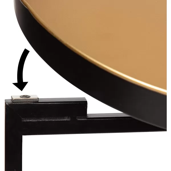 Kate and Laurel Celia Round Foldable Tray Accent Table 14quot x 14quot x 2575quot Black and Gold Modern Minimalist Design and Detachable Magnetic Tabletop