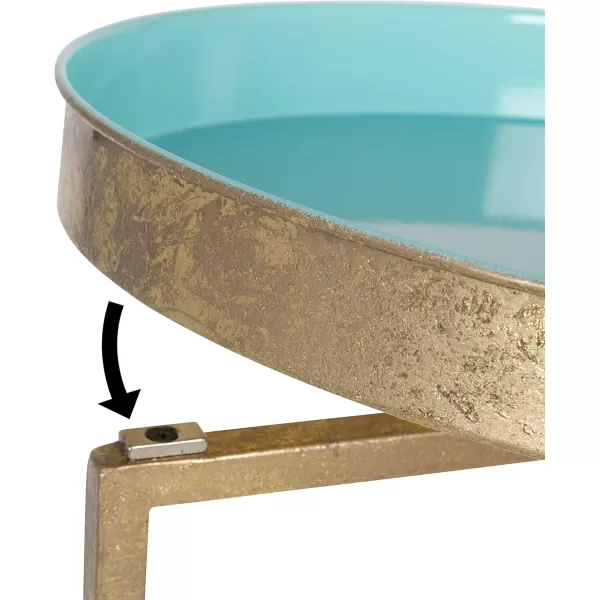 Kate and Laurel Celia Round Foldable Tray Accent Table 14quot x 14quot x 2575quot Light Teal and Gold Modern Minimalist Design and Magnetic Tabletop