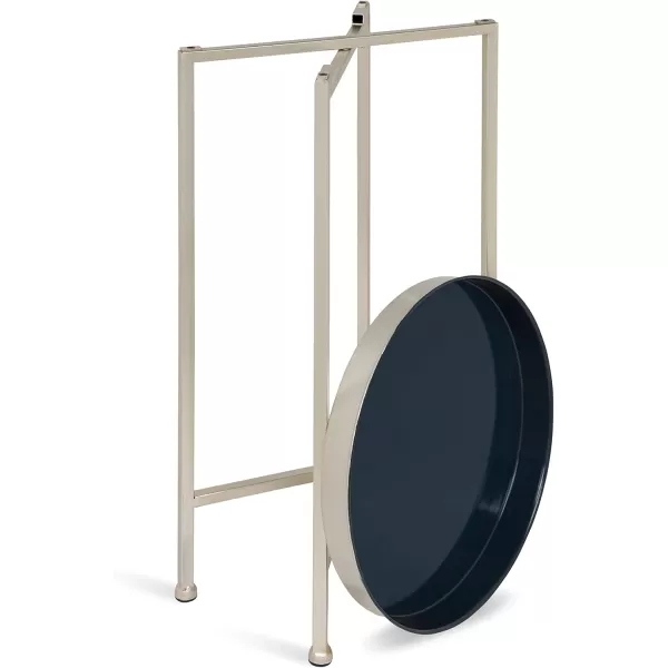 Kate and Laurel Celia Round Foldable Tray Accent Table 14quot x 14quot x 2575quot Navy and Silver Modern Minimalist Design and Magnetic Detachable Tabletop