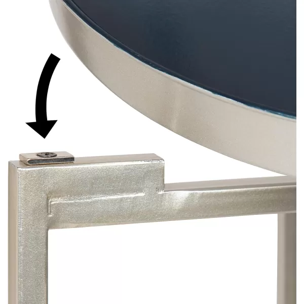 Kate and Laurel Celia Round Foldable Tray Accent Table 14quot x 14quot x 2575quot Navy and Silver Modern Minimalist Design and Magnetic Detachable Tabletop