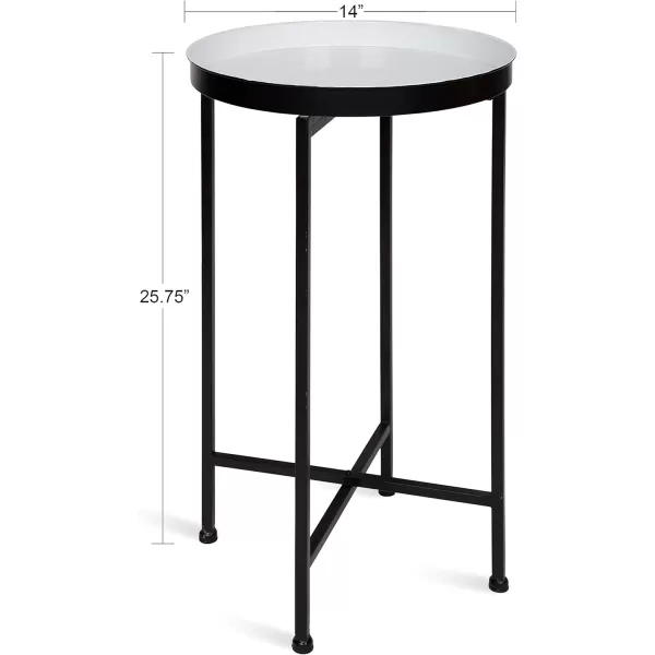 Kate and Laurel Celia Round Foldable Tray Accent Table 14quot x 14quot x 2575quot White and Black Modern Minimalist Design and Detachable Magnetic Tabletop