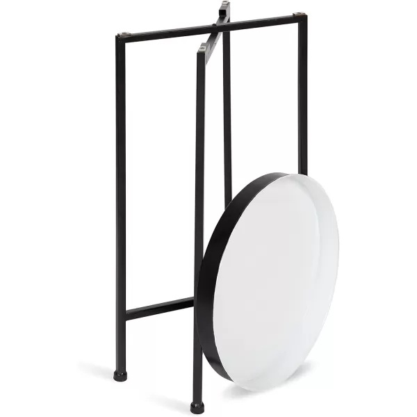 Kate and Laurel Celia Round Foldable Tray Accent Table 14quot x 14quot x 2575quot White and Black Modern Minimalist Design and Detachable Magnetic Tabletop