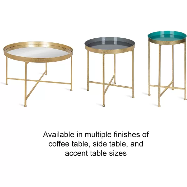 Kate and Laurel Celia Round Metal Foldable Accent Table with Mirror Tray Top Bronze