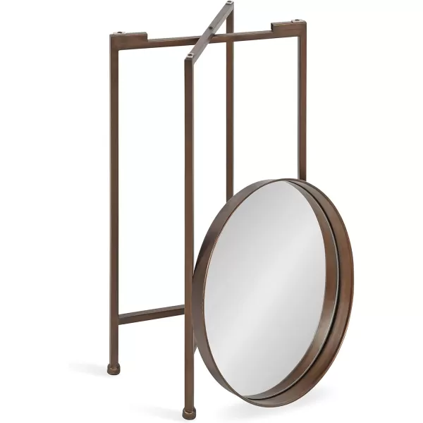 Kate and Laurel Celia Round Metal Foldable Accent Table with Mirror Tray Top Bronze