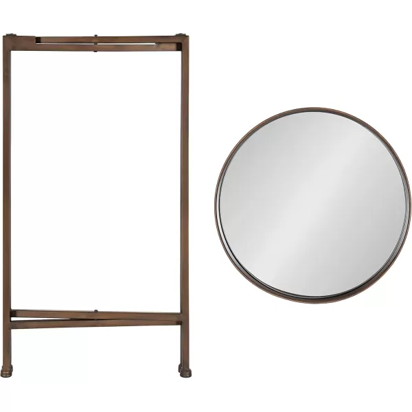 Kate and Laurel Celia Round Metal Foldable Accent Table with Mirror Tray Top Bronze