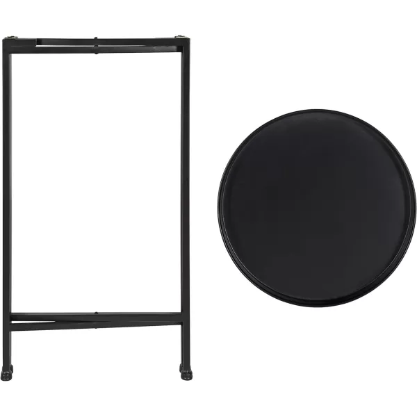Kate and Laurel Celia Round Metal Foldable Accent Table with Tray Top Black