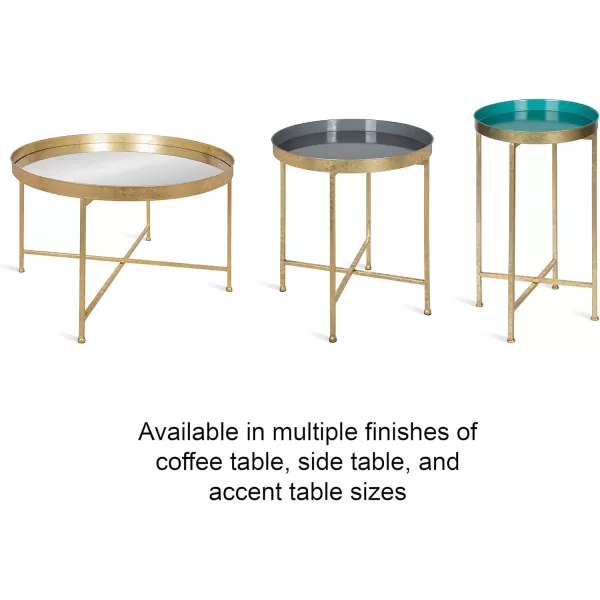 Kate and Laurel Celia Round Metal Foldable Accent Table with Tray Top Black