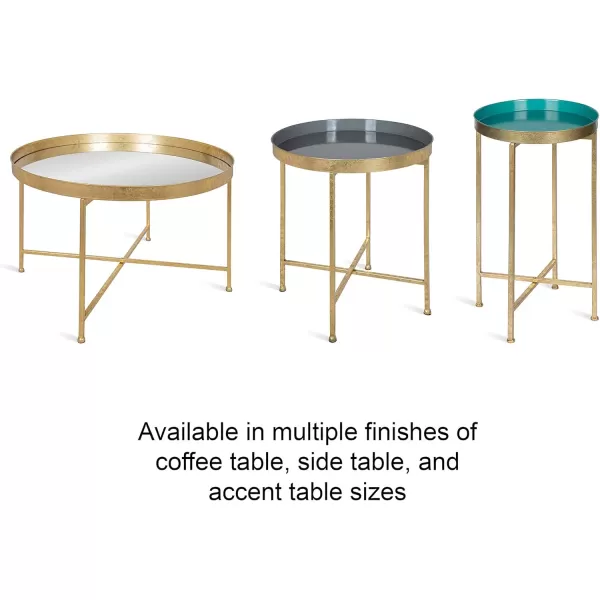 Kate and Laurel Celia Round Metal Foldable Tray Accent Table 14quot x 14quot x 2575quot Black and Silver Modern Minimalist Design and Magnetic TabletopSilverNavy Blue