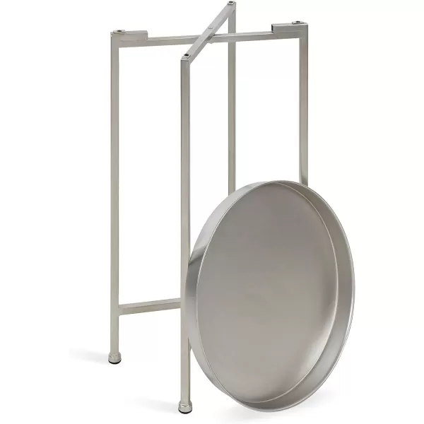 Kate and Laurel Celia Round Metal Foldable Tray Accent Table 14quot x 14quot x 2575quot Black and Silver Modern Minimalist Design and Magnetic TabletopSilver