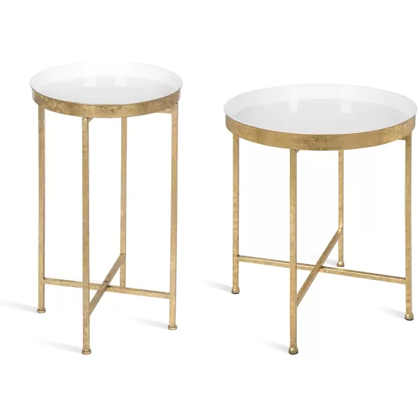 Kate and Laurel Celia Round Metal Foldable Tray Accent Table 14quot x 14quot x 2575quot Black and Silver Modern Minimalist Design and Magnetic TabletopGoldWhite