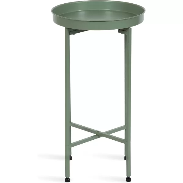 Kate and Laurel Celia Round Metal Foldable Tray Accent Table 14quot x 14quot x 2575quot Black and Silver Modern Minimalist Design and Magnetic TabletopGreen