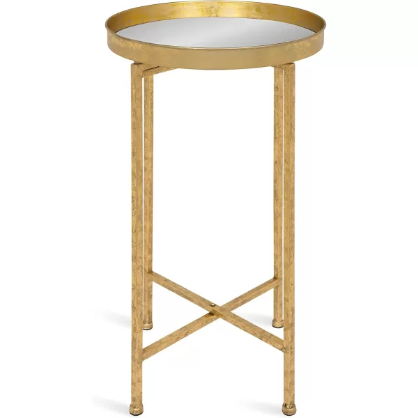 Kate and Laurel Celia Round Metal Foldable Tray Accent Table 14quot x 14quot x 2575quot Black and Silver Modern Minimalist Design and Magnetic TabletopGoldMirror