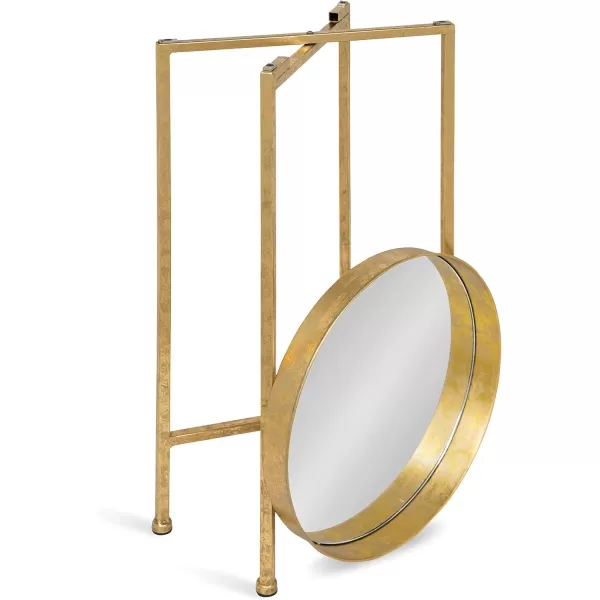 Kate and Laurel Celia Round Metal Foldable Tray Accent Table 14quot x 14quot x 2575quot Black and Silver Modern Minimalist Design and Magnetic TabletopGoldMirror