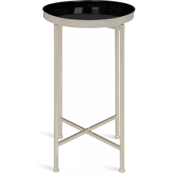 Kate and Laurel Celia Round Metal Foldable Tray Accent Table 14quot x 14quot x 2575quot Black and Silver Modern Minimalist Design and Magnetic TabletopSilverBlack