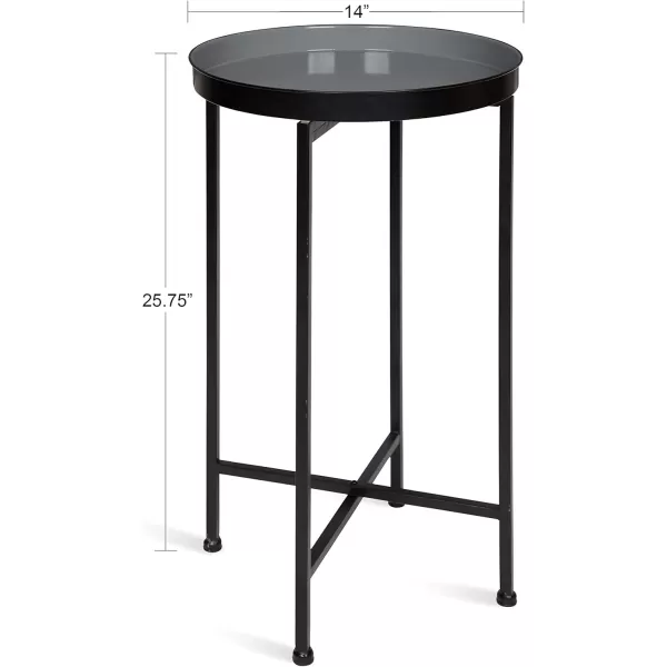 Kate and Laurel Celia Round Metal Foldable Tray Accent Table 14quot x 14quot x 2575quot Black and Silver Modern Minimalist Design and Magnetic TabletopBlackGray