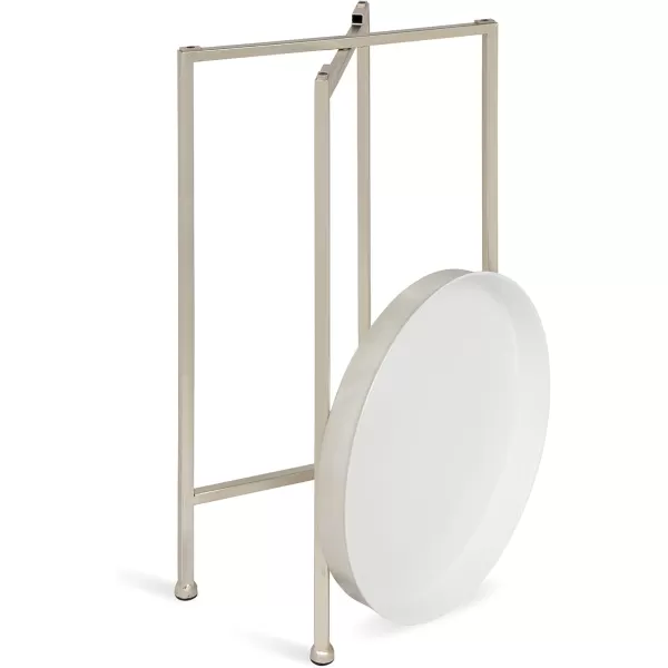 Kate and Laurel Celia Round Metal Foldable Tray Accent Table 14quot x 14quot x 2575quot Black and Silver Modern Minimalist Design and Magnetic TabletopSilverWhite