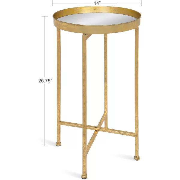 Kate and Laurel Celia Round Metal Foldable Tray Accent Table 14quot x 14quot x 2575quot Black and Silver Modern Minimalist Design and Magnetic TabletopGoldMirror