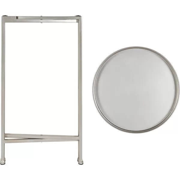 Kate and Laurel Celia Round Metal Foldable Tray Accent Table 14quot x 14quot x 2575quot Black and Silver Modern Minimalist Design and Magnetic TabletopSilver
