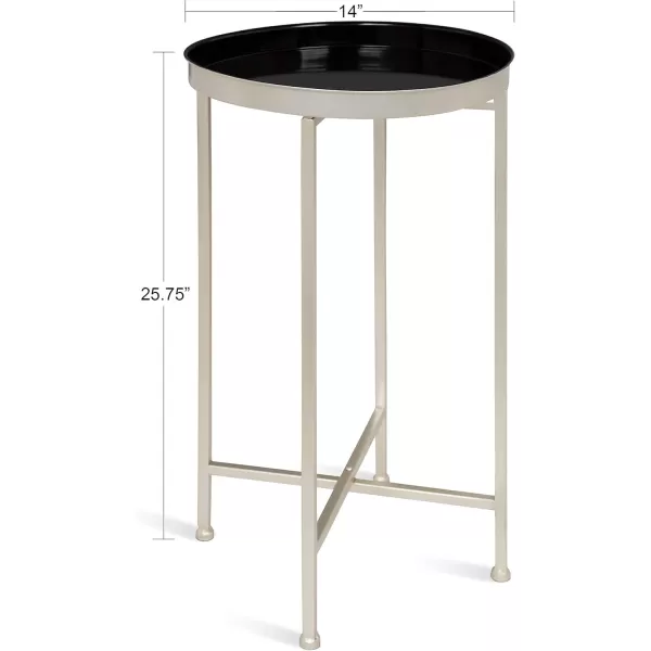 Kate and Laurel Celia Round Metal Foldable Tray Accent Table 14quot x 14quot x 2575quot Black and Silver Modern Minimalist Design and Magnetic TabletopSilverBlack