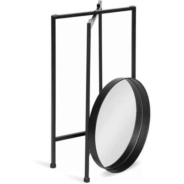 Kate and Laurel Celia Round Metal Foldable Tray Accent Table 14quot x 14quot x 2575quot Black and Silver Modern Minimalist Design and Magnetic TabletopBlackMirror