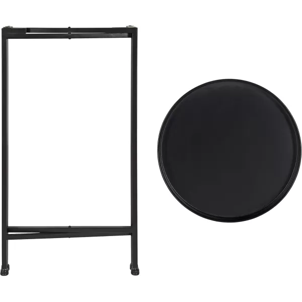 Kate and Laurel Celia Round Metal Foldable Tray Accent Table 14quot x 14quot x 2575quot Black and Silver Modern Minimalist Design and Magnetic TabletopBlack