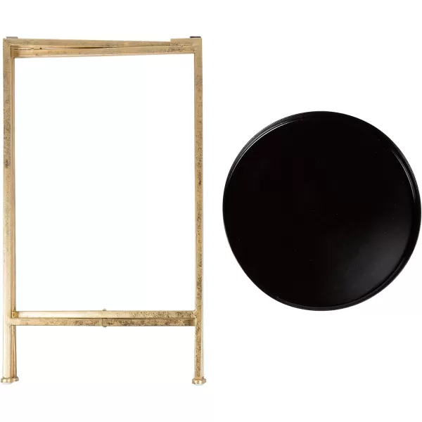 Kate and Laurel Celia Round Metal Foldable Tray Accent Table Black with Gold Base