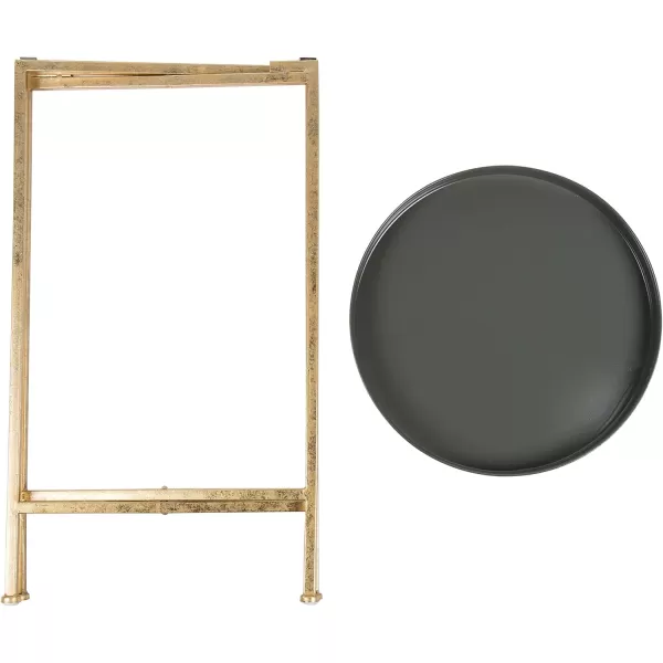 Kate and Laurel Celia Round Metal Foldable Tray Accent Table Gray with Gold Base