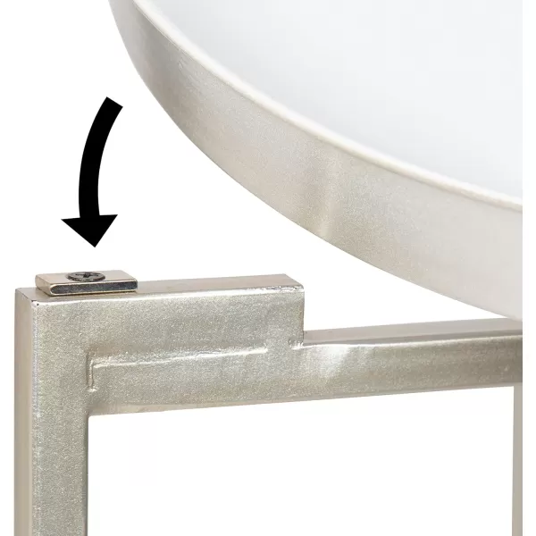 Kate and Laurel Celia Round Metal Foldable Tray Accent Table White with Silver Base