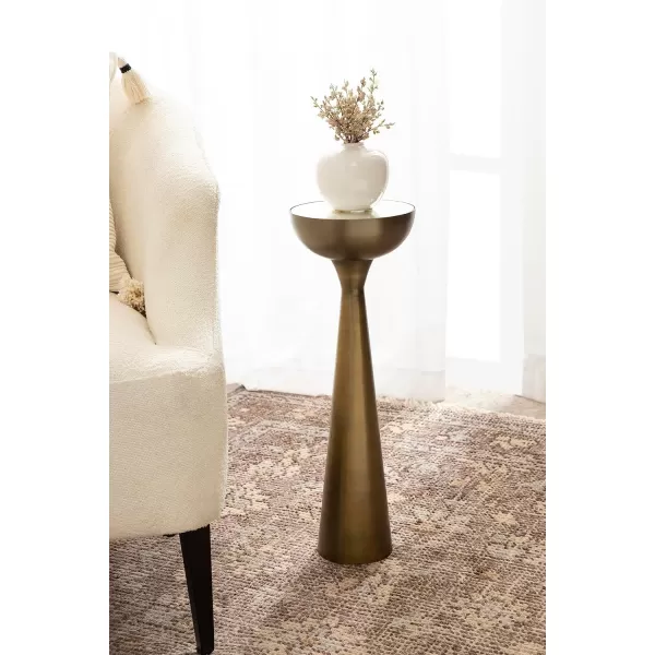 Kate and Laurel Chandon Modern Sophisticated Drink Table 8 x 8 x 23 Gray Gunmetal Contemporary Sculptural Plant Pedestal Table with Unique Tinted Tabletop and Polished Metallic FinishGold