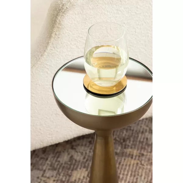 Kate and Laurel Chandon Modern Sophisticated Drink Table 8 x 8 x 23 Gray Gunmetal Contemporary Sculptural Plant Pedestal Table with Unique Tinted Tabletop and Polished Metallic FinishGold